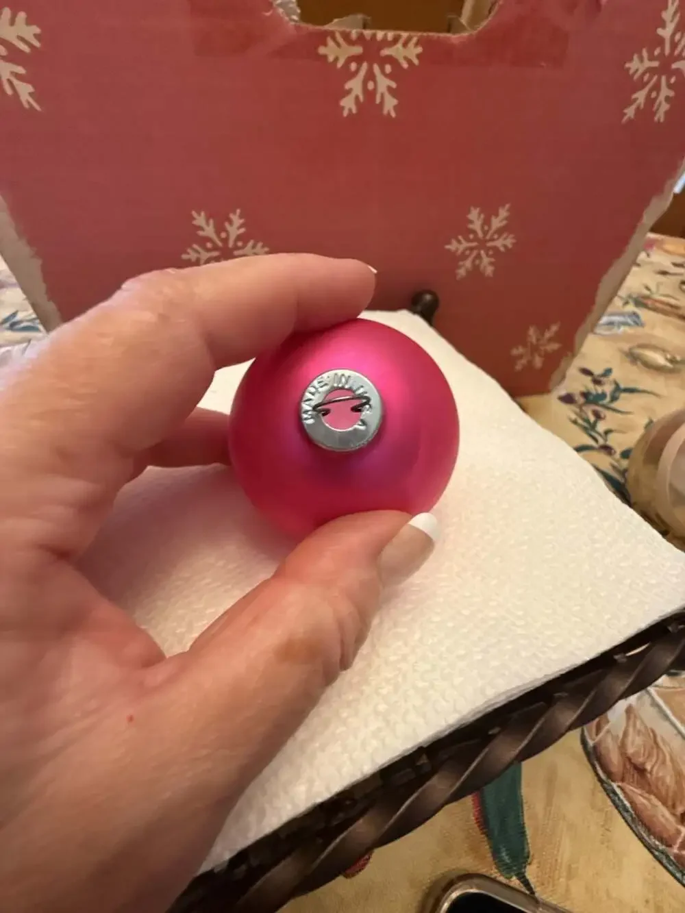Vintage Matte Pink Glass Christmas Ball Ornament